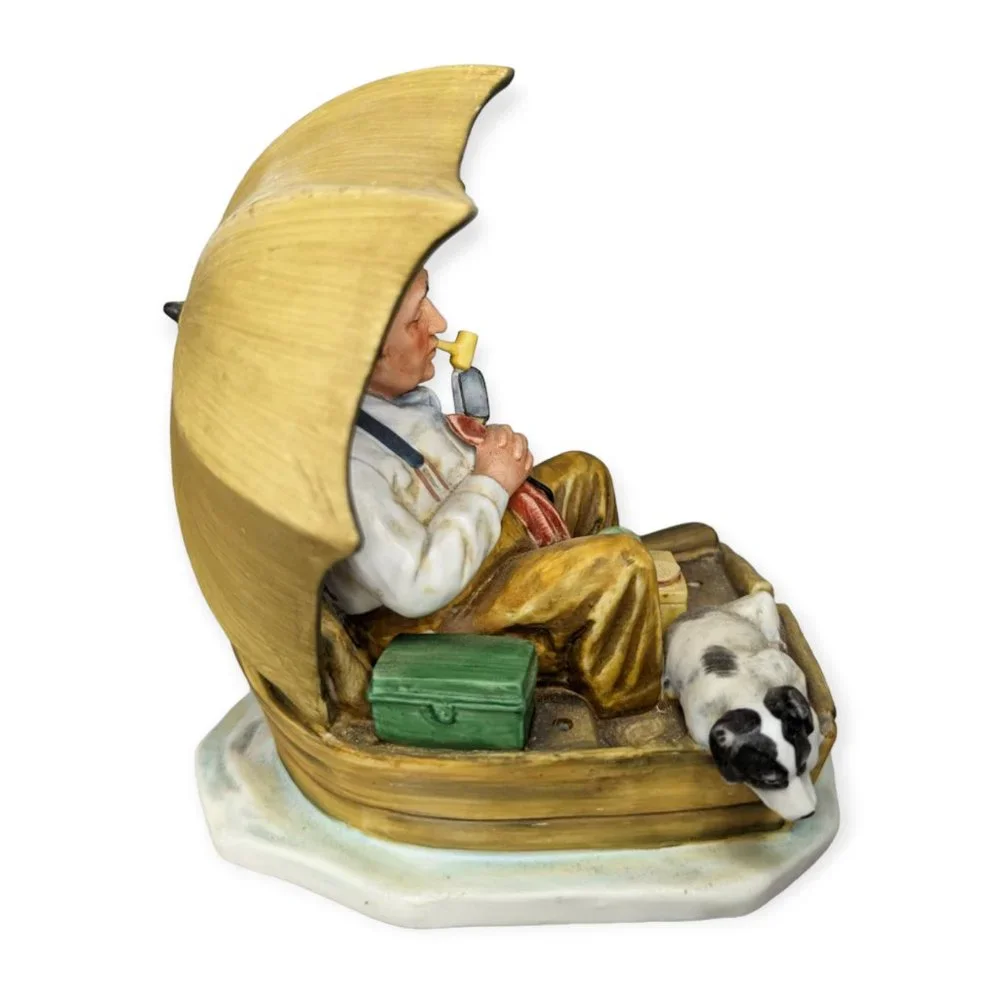 Vintage Gorham Ceramic Norman Rockwell Fishing Figure
